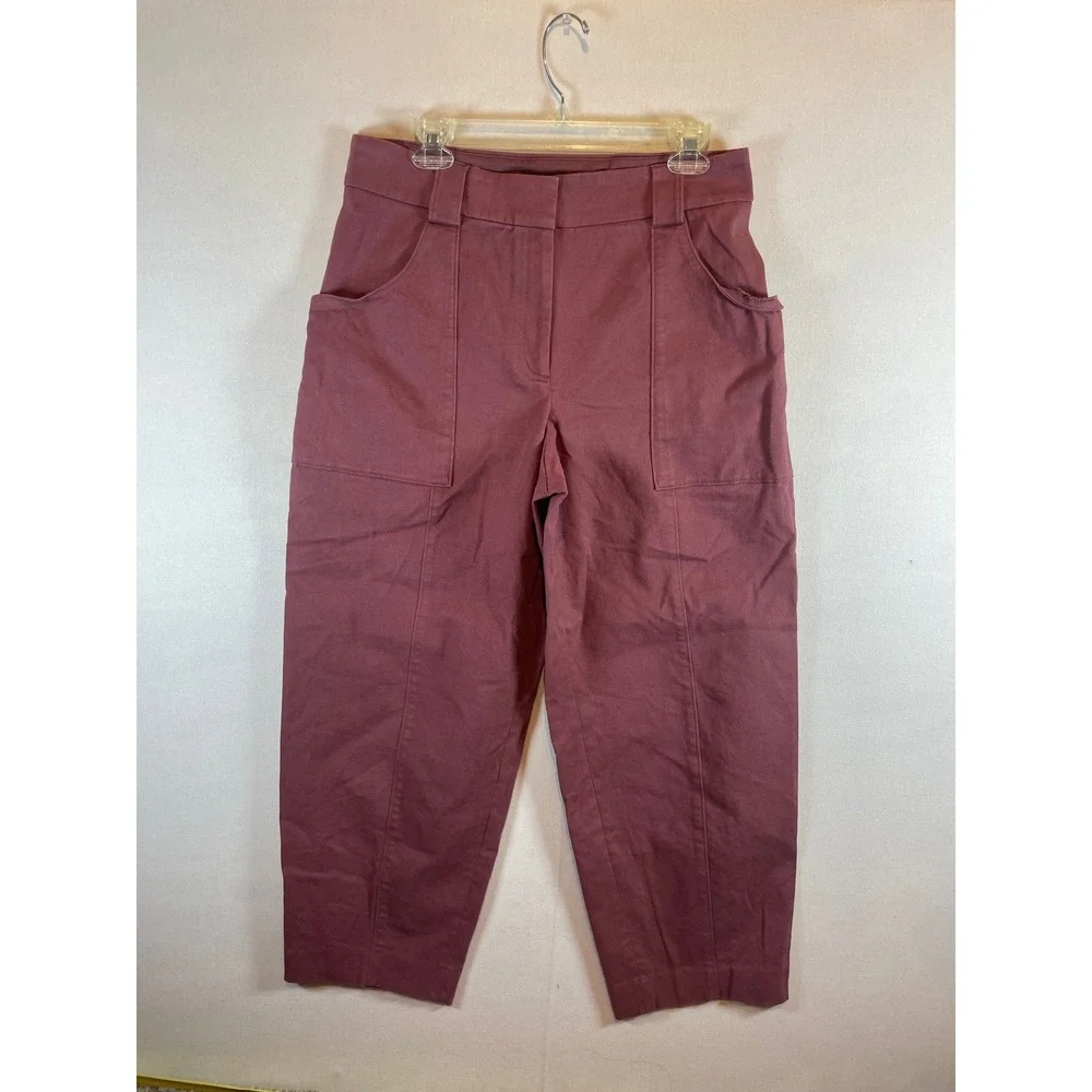 Express Mauve Pink High Waisted Utility Tapered Barrel LegTrouser Pants 12 - Picture 2 of 9